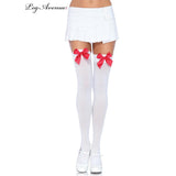 White Thigh Highs with Red Bow