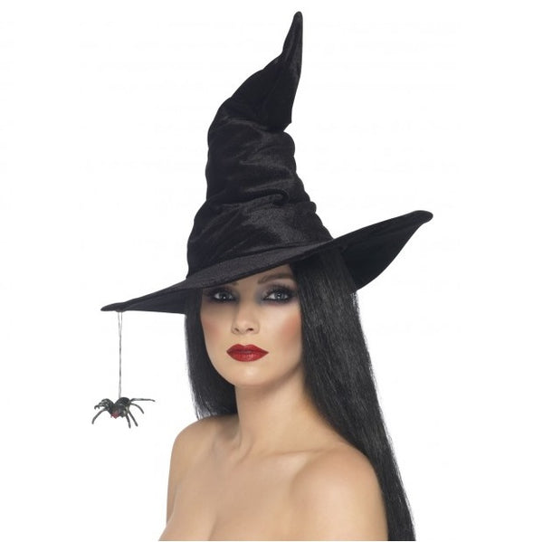 Witch Hat - Black Velour with Spider