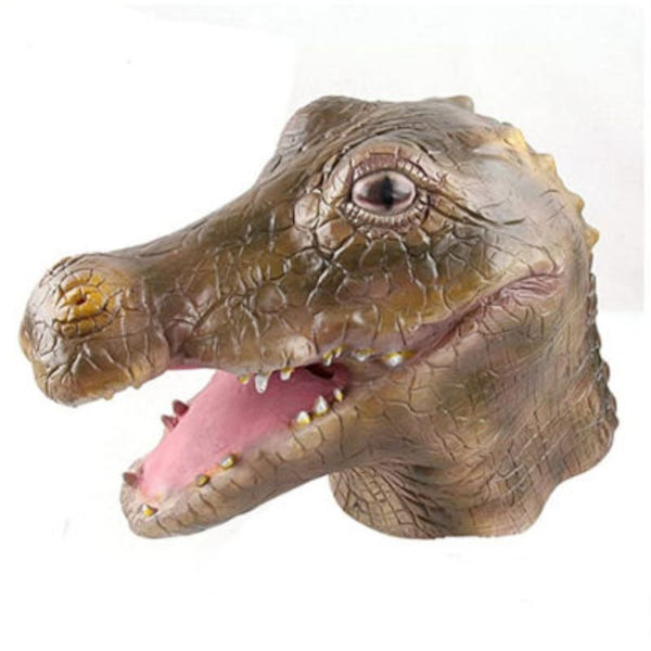 latex crocodile mask, leather look showing teeth.