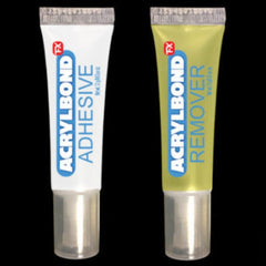 Acrylbond Adhesive & Remover by Tinsley Transfers for latex, foam, silicone, and hair prosthetic applications.