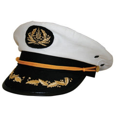 Admiral captain hat in white and black with gold emblem