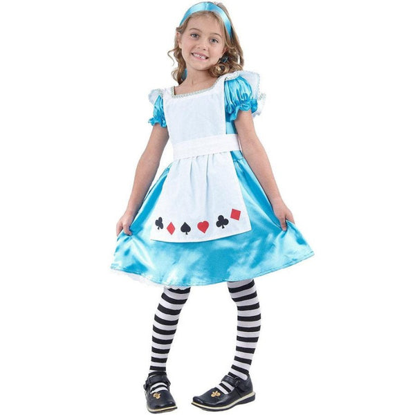 Alice Girls Book Week Costume with blue dress and white apron inspired by Alice in Wonderland