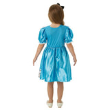 Back of alice in wonderland child costume with puffy sleeves