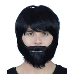 beard synthetic fiber in black with elastic to attache.