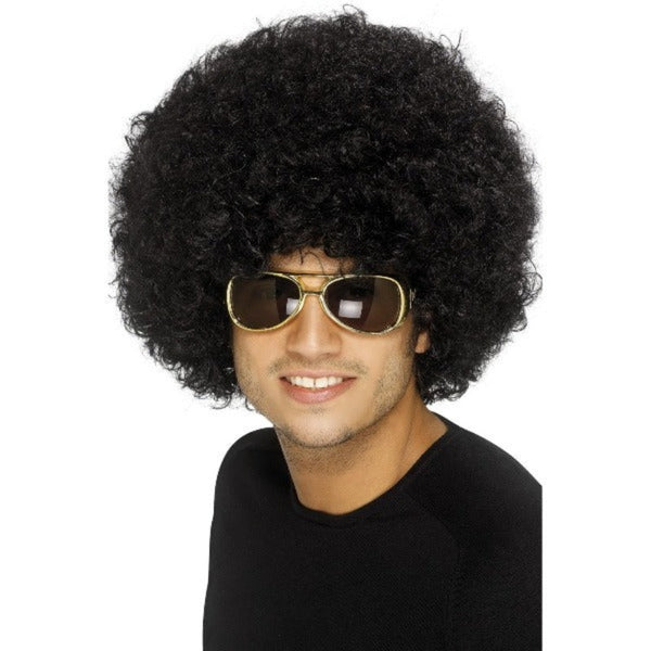 Black 70s afro wig with tight curls