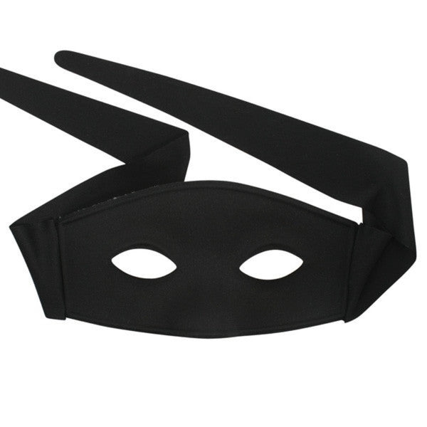 Large black eye mask with fabric ties