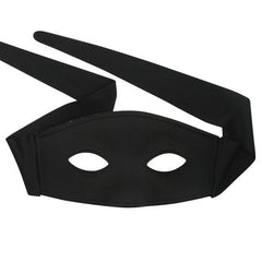 Large black eye mask with fabric ties