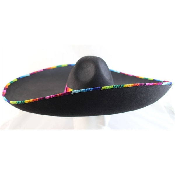 Black Mexican Hat with Striped Headband