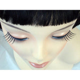 Black synthetic fibre eyelashes with adhesive