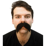 Black walrus-style costume moustache with adhesive backing