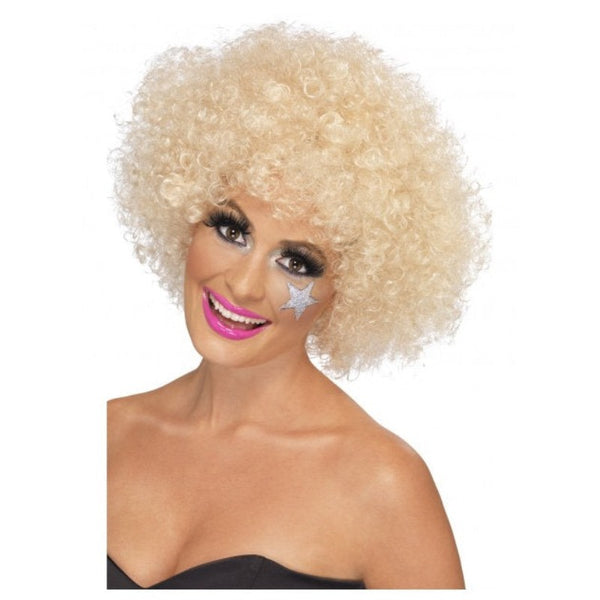 Blonde 70s afro wig with tight curls