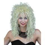 blonde 80's style rock chick wig, unisex, crimped style.