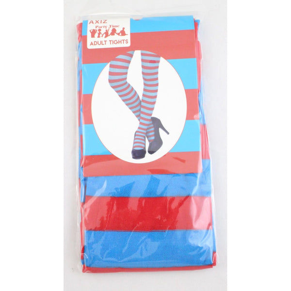Blue & Red Striped Stockings Thigh High - Ladies