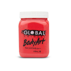 Brilliant red face and body paint 200ml by Global is non  toxic