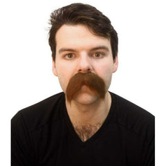 Brown walrus-style adhesive moustache for costumes