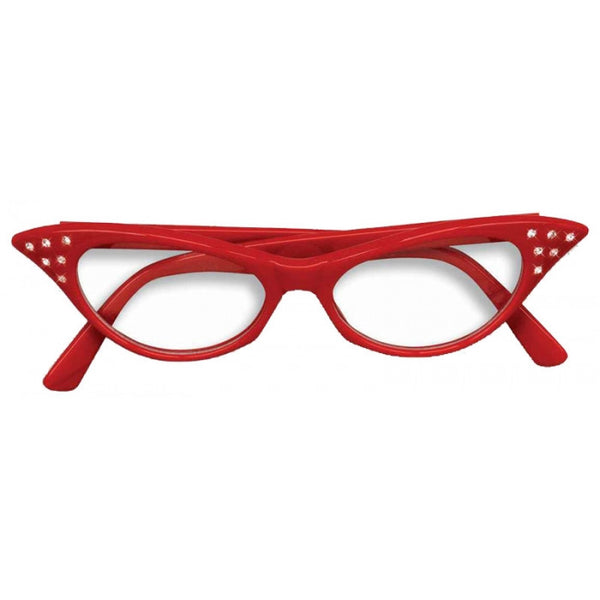 50s Rhinestone Glasses - Red