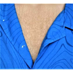 chest hair, premium quality in blonde, spirit gum liquid adhesive recommended.