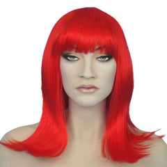Cleo red wig, shoulder length with fringe.