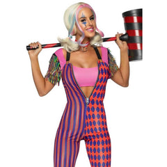 Front view of Comic Vixen costume with jumpsuit, crop top, and choker