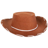 Brown child cowboy hat with white trim