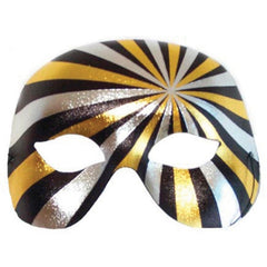 PSYCHO Gold & Silver mask, has rays of gold, silver and black  in quirky design, mens mask.