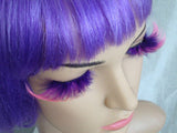 Purple Lashes with Pink Feathers