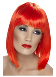 Short Neon Red Blunt Glam Wig