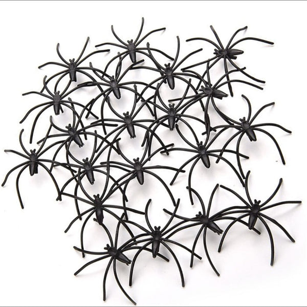 Creepy Black Spiders - 50pc