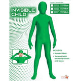 Invisible Teen Green costume by dr toms, jumpsuit covers hands and feet, separate hooded mask.