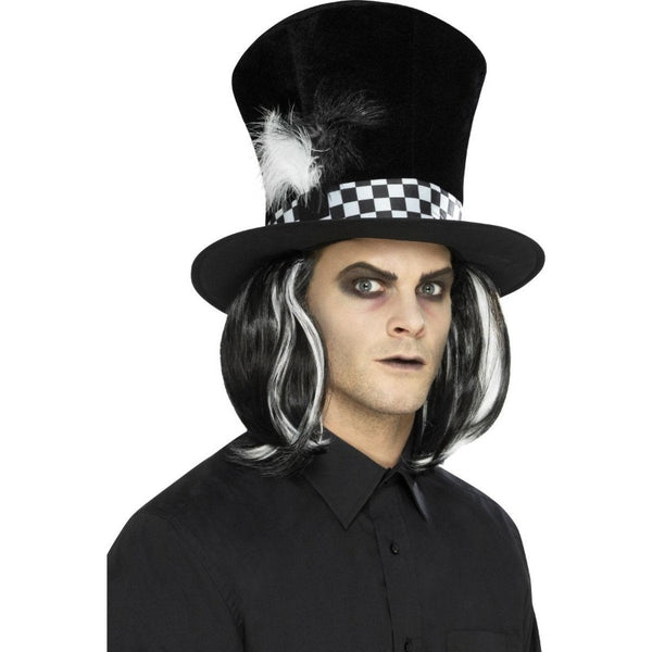 Dark Tea Party Top Hat with attached Hair.