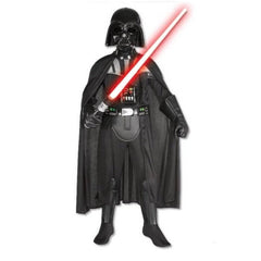 Boy wearing officially licensed Darth Vader Deluxe Star Wars costume with mask, cape and jumpsuit, ideal for Book Week, Halloween and Star Wars parties.