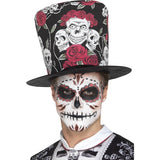 Day of the Dead Skull and Rose Top Hat