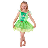 Girl wearing an officially licensed Disney Tinker Bell Classic child costume with fairy wings for Book Week or dress-up.