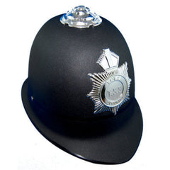 English Bobby helmet costume accessory. Classic British police helmet for adult costumes.
