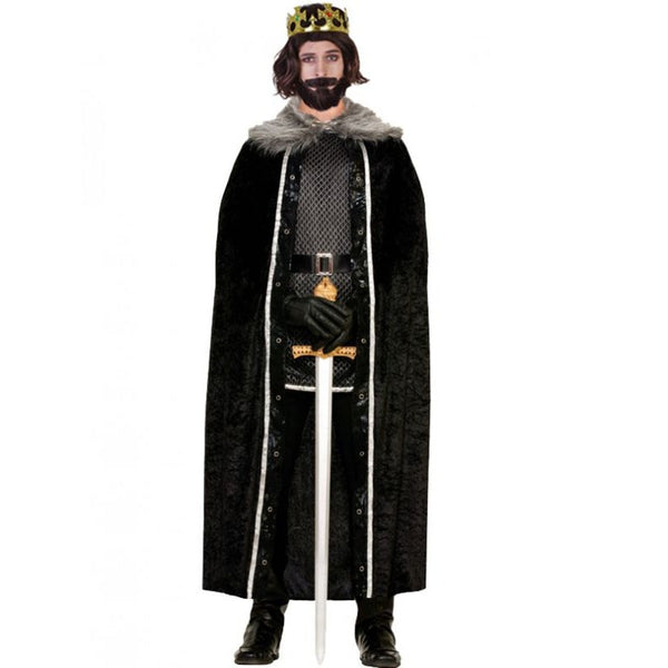 Adult medieval cape with grey faux fur collar