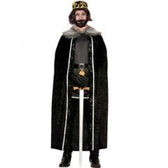 Adult medieval cape with grey faux fur collar