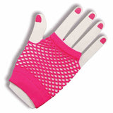 Fingerless Fishnet Short Gloves - Green, Orange, Pink & Black