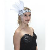 Flapper Headband White and Silver