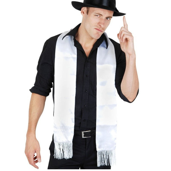 White fringe gangster scarf costume accessory