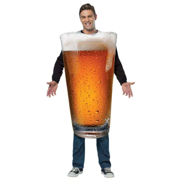 Front view of Get Real Beer Pint Costume – Adult | Tunic with realistic beer print and frothy top