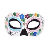 Gisele day of the dead eye mask, half mask with eye and flower colourful detail.