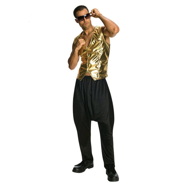 rapper gold vest for adults in metallic gold.