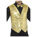 Gold Sequin Waistcoat. The vest has sequin at the front and satin back.