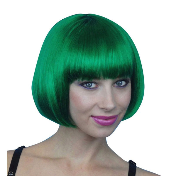 Green bob wig, chin length.