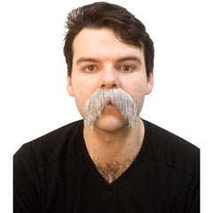 Grey walrus-style costume moustache with adhesive