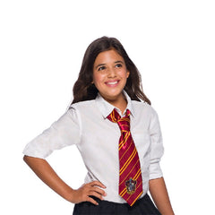 Gryffindor tie with red and gold stripes and house emblem from Harry Potter