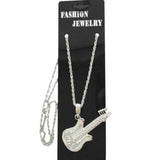 Guitar necklace in silver perfect for Rockers.