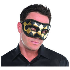 Black and gold harlequin men’s masquerade mask