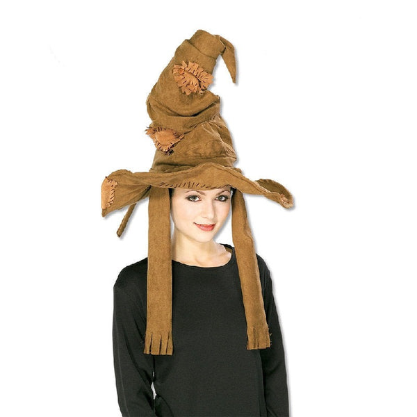Harry Potter Sorting Hat in brown with patches and wire brim.