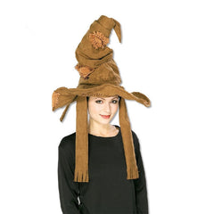 Harry Potter Sorting Hat in brown with patches and wire brim.